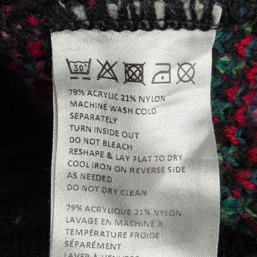 Ecote Urban Outfitters Womens M Black Geometric Fair Isle Open Front Cardigan - Picture 4 of 6